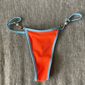 shein adjustable orange & blue bikini bottom w pearl